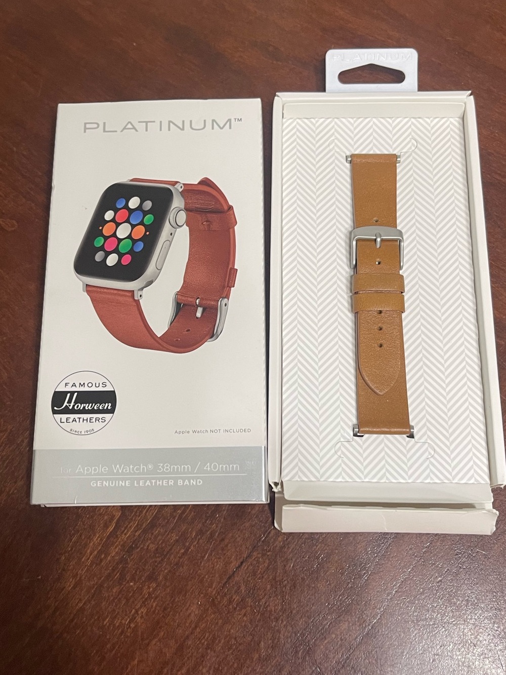 Platinum brown leather Apple iwatch band